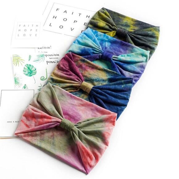 Wide Headbands Stretch Turban Knotted Hairbands Elastic Yoga Workout Sweatband - Picture 6 of 8